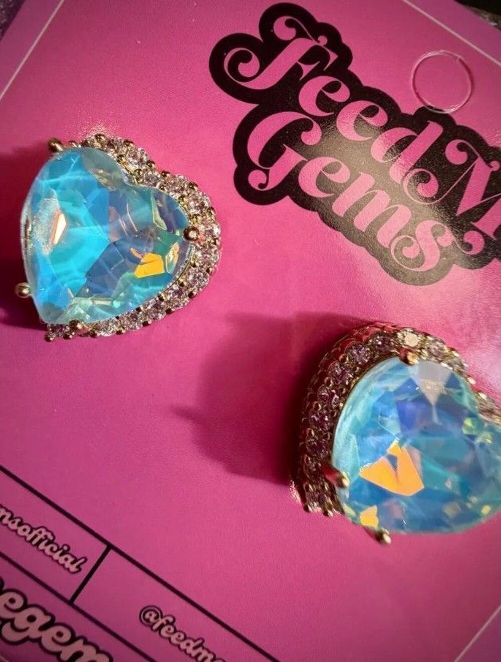 Feed Me Gems | NWT | Blue Opal Margot Stud Earrings | 18K Gold electroplated